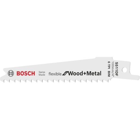 Lame de scie-sabre S 511 DF, 100 x 19 x 0,9 mm, lot de 5 Bosch Accessories 2608657723 Longueur lame de scie 100 mm 5 pc