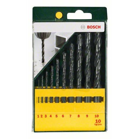 Bosch Accessories 2607019442 HSS Jeu de forets pour le métal 10 pièces laminé au rouleau DIN 338 tige cylindrique 1 set C90812