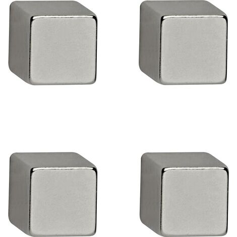 Maul Aimant Néodyme (l x H x P) 10 x 10 x 10 mm cube argent 4 pc(s) 6169296
