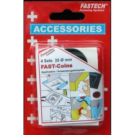 FASTECH® 683-330 Pastilles rondes auto-agrippantes hotmelt à coller partie velours et partie agrippante (Ø) 35 mm noir 4 paire(s) W562531 (1/3)