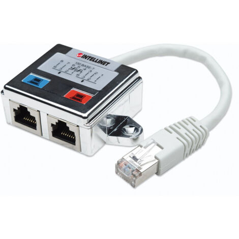 Distributeur modulaire 2 ports RJ45 – Double blindage – Optimisation réseau pour 2 appareils – Boîtier métallique chromé – Intellinet