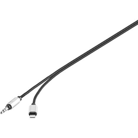 Câble de raccordement Renkforce RF-3432028 Apple Lightning / Jack audio [1x Dock mâle Lightning - 1x Jack mâle 3.5 mm] 1.20 m noir connecteur alumi D987911