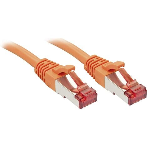 LINDY 47813 RJ45 Câble réseau, câble patch CAT 6 S/FTP 10.00 m orange avec  cliquet d'encastrement 1 pc(s) C236591
