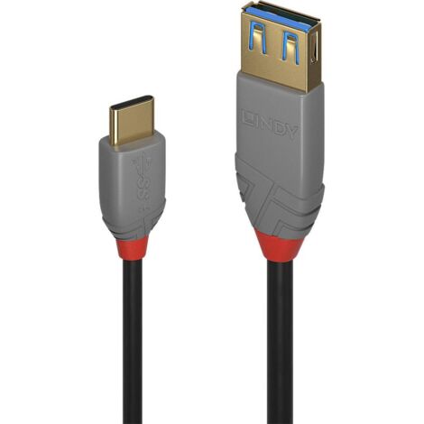 LINDY Câble USB USB 3.2 Gen1 (USB 3.0) USB-A femelle, USB-C® mâle 0.15 m noir 36895 C165421 (1/3)