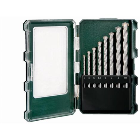 Metabo – Foret béton pour perceuse 626706000 – Jeu de 8 forets spiralés 3-8mm – Pour perçage dans pierre et béton armé – Modèle robuste (1/6)