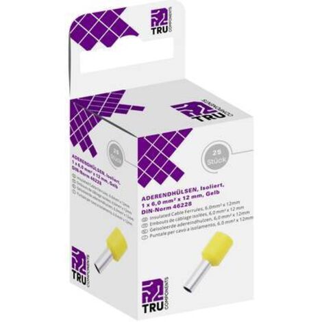 EMBOUT SIMPLE DEXTRÉMITÉ DE CÂBLE TRU COMPONENTS T1904C057 8436872 1 X 6 MM² X 12 MM PARTIELLEMENT ISOLÉ JAUNE 25 PC(S) (1/2)