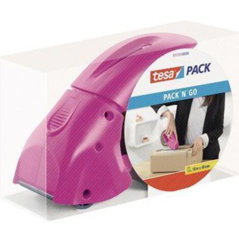 tesa Distributeur de ruban d'emballage Pack n Go rose Largeur du rouleau (max.): 50 mm Longueur du rouleau (max.) 66 m avec rouleau de film adhésif 5 Q155042