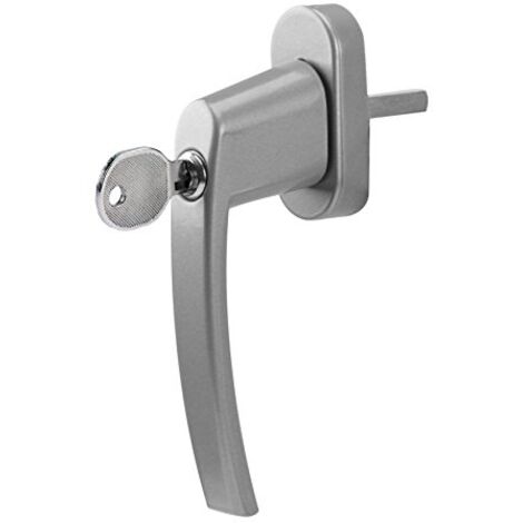 Poignée de fenêtre verrouillable en aluminium argent – Sécurité renforcée pour enfants – Compatible portes à balkontières – Hauteur 64.5 mm – Olympia - Q430462