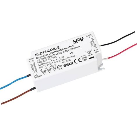 Self Electronics SLD15-24VL-E Driver de LED à tension constante 15 W 200 - 625 mA 24 V/DC dimmable, protection contre les surcharges, surtention, mon Q483652 (1/2)