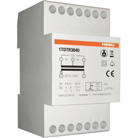 Wallair 1TDTR3840 Transformateur de sonnette 4 V, 8 V, 12 V 2 A A725622 (1/2)