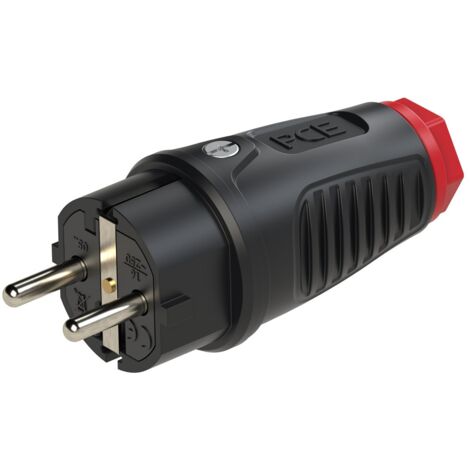 FP – Fiche électrique mâle avec terre – Caoutchouc plein noir/rouge – Tension 250V – Indice de protection IP54 – Charge max 16A - A723812 (1/4)
