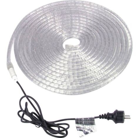Ruban LED flexible lumineux 9 m – 324 LED transparentes – Indice de protection IP44 – Pour intérieur et extérieur – Alimentation secteur – Eurolite (1/5)