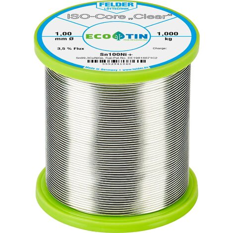 Felder ISO-Core "Clear" Sn100Ni+ Étain à souder bobine Sn99,25Cu0,7Ni0,05 1.000 kg 1 mm (1/2)