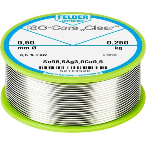 Felder ISO-Core "Clear" SAC305 Étain à souder bobine Sn96,5Ag3Cu0,5 0.250 kg 0.5 mm A581312 (1/2)