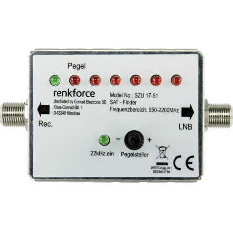 Pointeur satellite RF4470372 – Affichage LED – Fréquence 950-2200 MHz – Signal acoustique pour localisation précise – Renkforce - A239682