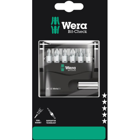 JEU DEMBOUTS WERA BIT-CHECK 12 METAL 1 SB 05136393001 12 PIÈCES AVEC PORTE-EMBOUT 1 SET (1/5)