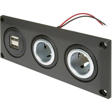 Prise de courant intégrée 20A avec 2 prises USB-A et 2 prises allume-cigare – Tension 12V/24V – Protection surcharge et surchauffe – Procar - A351842