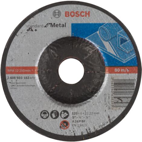 Bosch – Meule à ébarber 2608603182 – Disque 125mm pour métal – Alésage 22,23mm – Épaisseur 6mm – 24 pièces