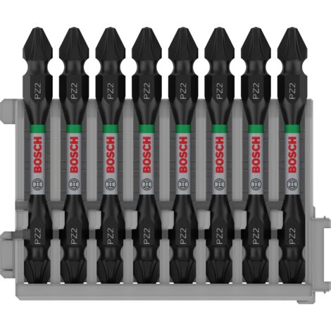 Bosch – Embout de vissage double lame 2608522338 – 8 pièces 65 mm – Acier modifié S2 – Pour visseuses à choc – Zone de torsion spéciale (1/5)