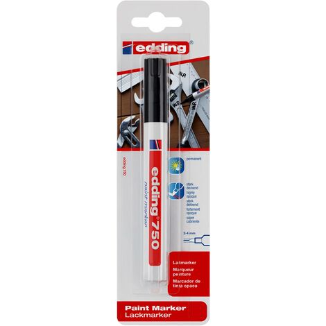 Edding – Marqueur permanent 2-4 mm – Pointe ronde interchangeable – Encre à faible odeur, résistante à l'eau et à la lumière – Pour métal, verre et plastique - A382772