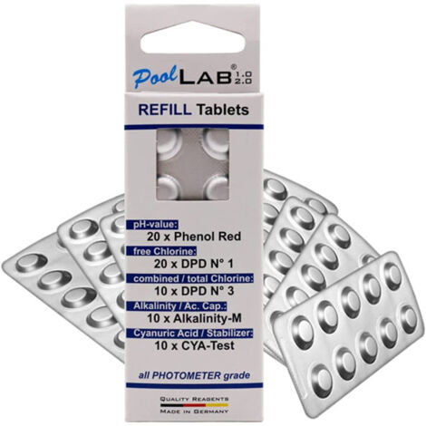 Comprimés DPD N°1 pour analyse de l'eau de piscine – Lot de 50 comprimés – Mesure précise du chlore libre avec PoolLab – Water-I.D. - A885372