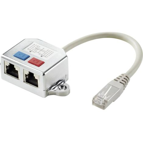 Adaptateur en T RJ45 CAT 6 – 2x RJ45 femelle, 1x RJ45 mâle – Longueur 15 cm – Boîtier métallique pour transmission fiable – Renkforce - A807802
