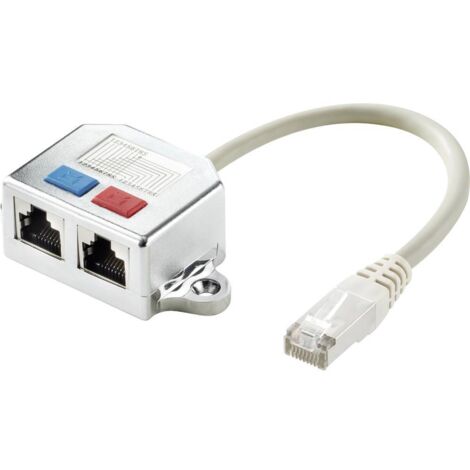 Renkforce RJ45 réseau informatique Adaptateur en T CAT 5e [2x RJ45 femelle - 1x RJ45 mâle] 15.00 cm métal A807472