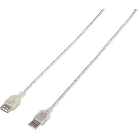 Renkforce Câble USB USB 2.0 USB-A mâle, USB-A femelle 3.00 m translucide RF-4538152 A807482