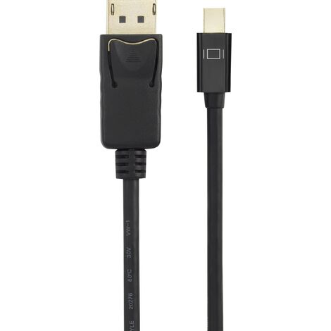 Câble adaptateur Renkforce Mini-Display / DisplayPort Fiche mâle Mini DisplayPort, Fiche mâle DisplayPort 2.00 m noir RF-4538176 contacts dorés C A807662 (1/3)