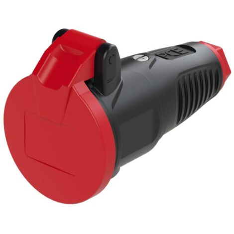 PCE 2412-srw Fiche électrique femelle avec terre caoutchouc, plastique 230 V noir, rouge IP54 (1/3)
