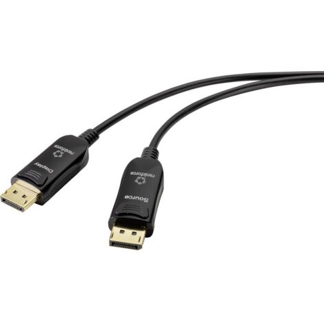 Renkforce fibre optique / DisplayPort Câble de raccordement Fiche mâle DisplayPort, Fiche mâle DisplayPort 50.00 m noir UHD 8K @ 60 Hz, UHD 4K @ 12 A007782 (1/4)
