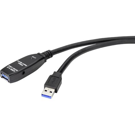 Renkforce Câble USB USB 3.2 Gen1 (USB 3.0) USB-A mâle, USB-A femelle 20.00 m noir actif avec amplification du signal RF-4598350 A009432