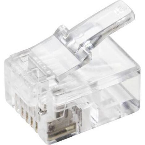 TRU COMPONENTS TC-9202512 Connecteur RJ 12 mâle, droit Nombre de pôles 6P6C transparent 5 pc(s) Y778562 (1/3)