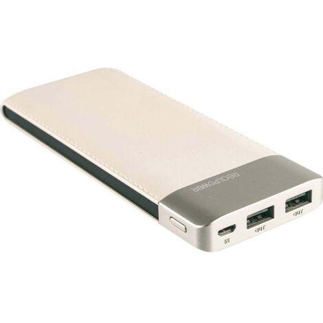 RealPower PB-8000 Powerbank (batterie supplémentaire) 8000 mAh LiPo champagne affichage du statut (1/4)