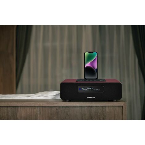 Sangean DDR-38 Radio de table DAB+, DAB, FM Apple Dock, AUX, Bluetooth fonction de charge de la batterie, avec télécommande, fonction réveil marron Y154542