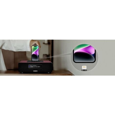 Sangean DDR-38 Radio de table DAB+, DAB, FM Apple Dock, AUX, Bluetooth fonction de charge de la batterie, avec télécommande, fonction réveil marron Y154542
