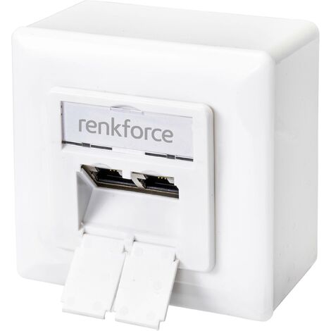 Prise réseau Renkforce montage apparent (en saillie) CAT 6 2 ports blanc pur
