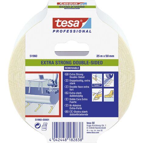 tesa® Bande double face universelle, blanc, 50 mm x 5 m 56170