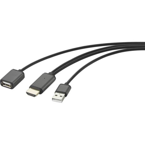 Renkforce RF-4700672 USB / HDMI Câble adaptateur noir avec fonction de streaming 2.00 m Y372282
