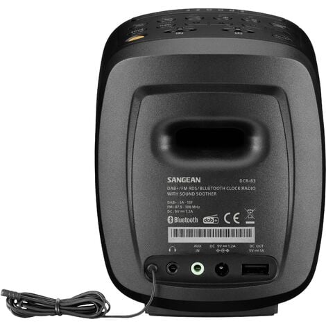 Sangean DCR-83 Radio de table DAB+, FM AUX, Bluetooth, USB fonction de charge de la batterie, fonction réveil noir Y313092