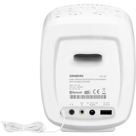 Sangean DCR-83 Radio de table DAB+, FM AUX, Bluetooth, USB fonction de charge de la batterie, fonction réveil blanc Y313022