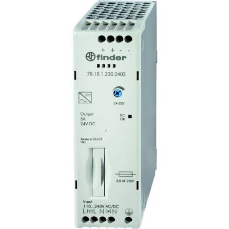 Finder 78.1B.1.230.2403 Alimentation rail DIN 24 V/DC 5 A 110 W Contenu 1 pc(s) Y446242 (1/2)