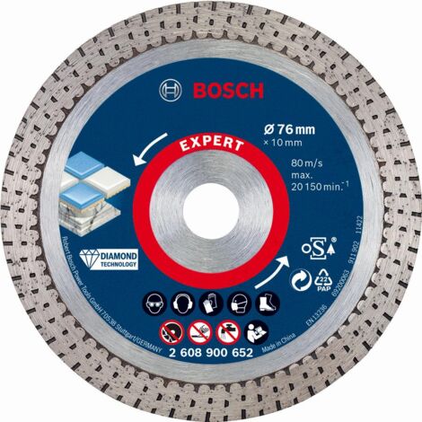 Bosch – Disque à tronçonner diamanté pour céramique 76mm – Alésage 10mm – Coupe nette sans éclat – 2608900652
