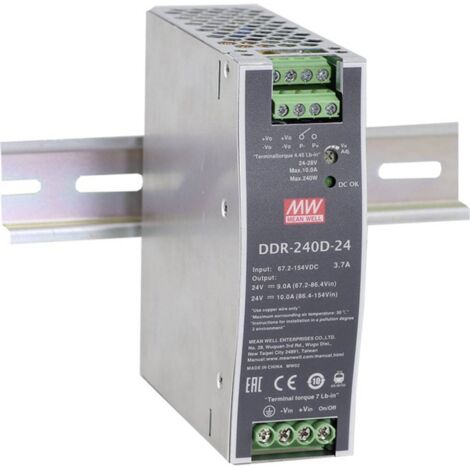 MW Mean Well DDR-240D-48 Convertisseur CC/CC pour rail (DIN) 48 V/DC 5 A 240 W Nbr. de sorties:1 x Contenu 1 pc(s) Q923602 (1/2)