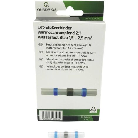Quadrios 2011C400 Prolongateur 1.5 mm² 2.5 mm² entièrement isolé bleu 15 pc(s) Y678102