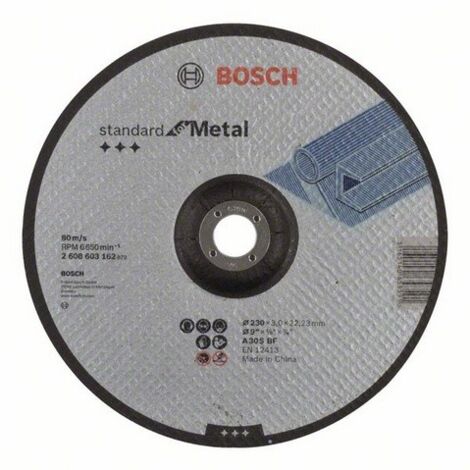 Bosch – Disque à tronçonner pour meuleuse – Ø230mm – Spécial métal et inox – Vitesse périphérique 80m/s – Pour coupes nettes