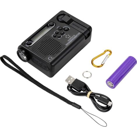 Radio Portative Renkforce RF-CR-200 FM, AM, Ondes Courtes (OC) Radio D'urgence Rechargeable, Panneau Solaire, Manivelle, Fonction Réveil, Lampe De Po Y141722