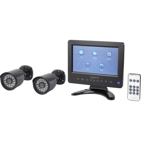 Sygonix – Kit de vidéosurveillance 2 caméras SY4600588 AHD 720p – Vision nocturne 15m – Angle de vue 70° – Enregistrement sur carte SD