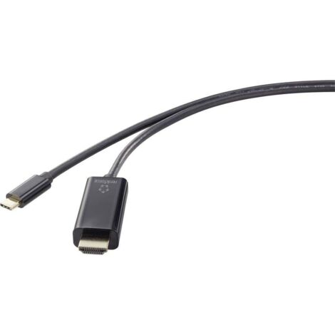 Renkforce USB-C® / HDMI Câble adaptateur USB-C® mâle, Fiche mâle HDMI-A 0.50 m noir UHD 4K @ 60 Hz RF-4531590 Câble d'afficheur USB-C® A834032