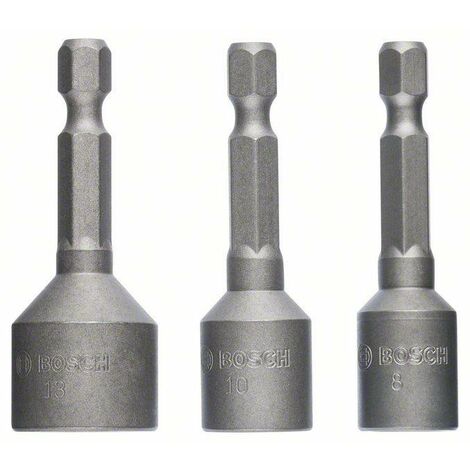Bosch – Douille 8 mm, 10 mm, 13 mm 50 mm – 2608551078 – Acier modifié S2 – Aimant permanent pour prise ferme – Jeu de 3 pièces - A315222
